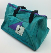 Vintage Kao Sofina Cosmetics Teal Green Purple Tote Shoulder Duffle Bag Zipper - £39.19 GBP