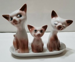 Vintage 4 pc Cats Salt Pepper Shakers Toothpick Holder and Tray Japan w ... - £22.02 GBP