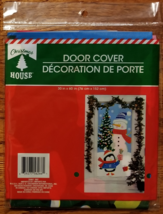 Christmas House 30" x 60" Holiday Door Cover - Snowman and Penguin