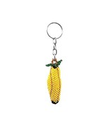 Banana Fruit Czech Glass Seed Bead 3D Figurine Keychain Metal Ring - Han... - $12.19 CAD