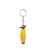 Banana Fruit Czech Glass Seed Bead 3D Figurine Keychain Metal Ring - Han... - £7.11 GBP