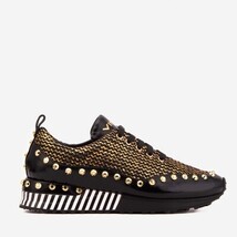 The Aurelia Black Gold Woven Leather Women Sneaker image 5