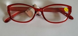 Plastic Framed Reading Eye Glasses ~ Red  Frame ~ +3.50 Strength ~ K11 - $20.00