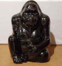 Large 15&quot; Glossy Black Sitting Gorilla Decorative Coin Bank Figure Sculp... - £70.07 GBP