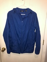 Chaps Mens Medium Blue Hooded WInbreaker Jacket Full Zip Lightweight - £11.86 GBP
