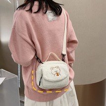 New Cute Lamb Plush Shoulder Bag Cartoon Women Small Handbag Female Girl Messeng - £18.90 GBP