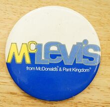 Vintage Employee Pinback Button McDonalds Fast Food McLevis Pant Kingdom - $14.84