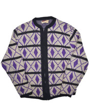 Vintage Richline Wool Mohair Cardigan Sweater Mens M Full Zip Diamond Ar... - $82.18