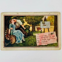 Antique 1911 Postcard Artist Signed C Ryan Teacher Student Kissing Forbi... - $6.62