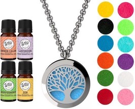 Tree of Life Necklace Essential Oil Diffuser Aromatherapy Gift Set 17 Piece 24&quot; - £15.81 GBP