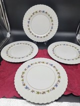 J G Meakin Dinner Plates 4 Classic White Woodland Purple Berry Green Blue Leaves - £25.28 GBP