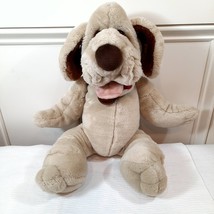 Vintage Wrinkles Dog Hand Puppet Plush Stuffed Animal tan brown full body toy - £11.72 GBP