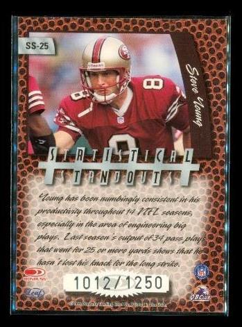 1999 Leaf Rookies & Stars Steve Young SS25 Statistical Standouts 49ers Football Item image 2