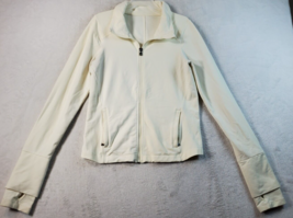 Under armour Jacket Women Size Medium Cream Long Sleeve Pockets Logo Ful... - $14.85