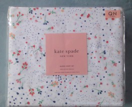 New Kate Spade Queen Sheet Set Country Petite Floral Dot 100% Cotton Per... - £76.75 GBP