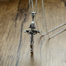 Ancient Crucifix Cross Charms Necklace Pendant Stainless Steel Punk Jewelry For  - $17.07