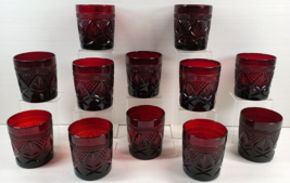 12 Luminarc Antique Ruby Old  Fashioned Glasses Set Red Cristal D&#39;Arques France - £141.20 GBP