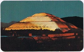 Postcard Night View Of The Pyramid To The Sun San Juan Teotihuacan  Mexico - $4.94