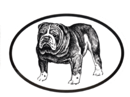 Bulldog Decal - Dog Breed Oval Vinyl Black &amp; White Window Sticker - £3.19 GBP