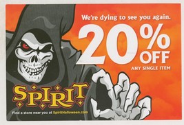 2019 Spirit Halloween Card Ad Mailer 20% Discount Coupon Death Grim Reap... - £4.71 GBP