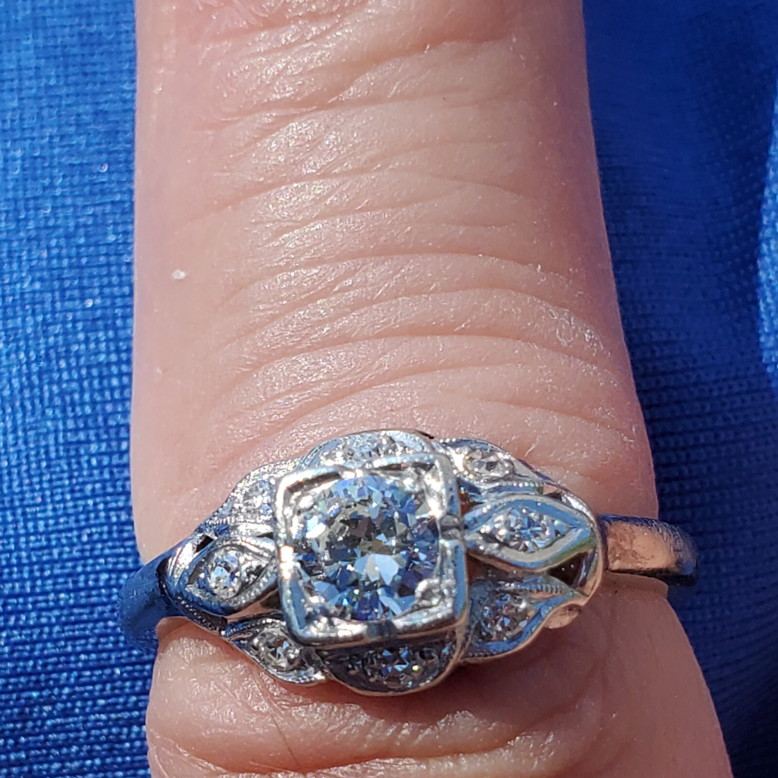 Earth mined Diamond Deco Engagement Ring 0.70 carat Antique Platinum Solitaire Item image 15