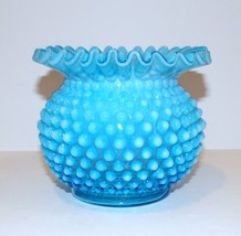 GORGEOUS FENTON ART GLASS BLUE OPALESCENT HOBNAIL DOUBLE CRIMPED 4 3/4&quot; ... - £52.22 GBP