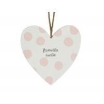 Gisela Graham White Wood Pink Polka Dot Favourite Auntie Heart Decoration - £2.50 GBP