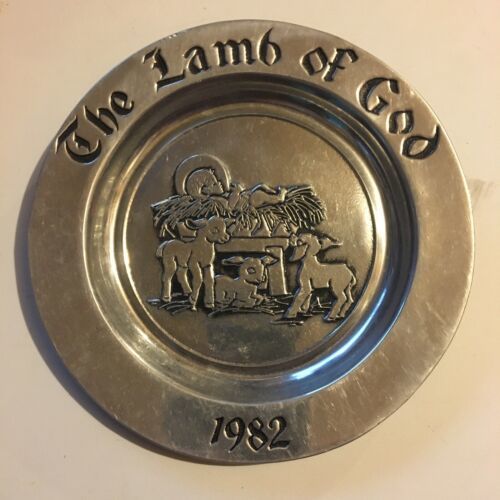 Wilton Columbia PA Pewter Plate 1982 The Lamb Of God Christmas 7.5" VINTAGE - $14.84