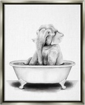 Elephant In A Tub Funny Animal Bathroom Drawing, Floater Frame, Rachel N... - £126.58 GBP