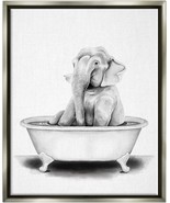 Elephant In A Tub Funny Animal Bathroom Drawing, Floater Frame, Rachel N... - £127.20 GBP
