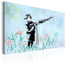 Tiptophomedecor Stretched Canvas Street Art - Banksy: Boy With Gun - Str... - £64.09 GBP+