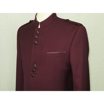 Mens Suit  Apollo King Banded Collarless Chinese Mandarin Wide Leg AG96 Burgundy image 2