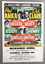Dick Clark Caravan Stars Handbill Chubby Checker Shirelles Duane Eddy Anka 1961 - £353.13 GBP