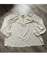 Knox Rose Ivory Satin Blouse Size 4X Shirt Top Ruffle Collar SEE PICS - £10.97 GBP