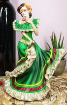 Dias De Muertos Day Of The Dead Traditional Green Gown Dancer Statue Sugar Skull - £26.08 GBP