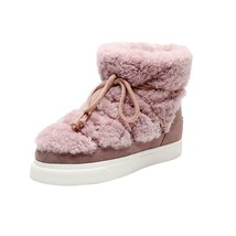 Slip On Laides Shoes Keep Warm Real Leather Winter Shoes Real Fur Outside Woman  - £114.60 GBP