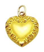 Stunning Antique Victorian 14K Yellow Gold Heart Locket Pendant Charm - £353.13 GBP