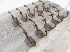 12 Large Cast Iron Bath Hooks Coat Towel Ornate Vintage Rustic Hall Tree Entry - £31.96 GBP