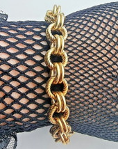 925 Sterling Silver Vermeil Chunky Chain Link Bracelet 8.5 Inch - £111.22 GBP
