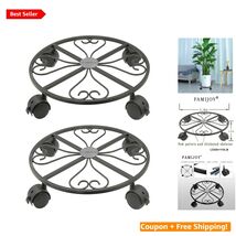 Durable 2-Pack Metal Plant Dolly, 12-Inch Round Stand with Easy Mobility... - $40.54