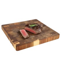 MegaChef 13.75 Inch Square Thick Acacia Wood Serving and Cutting Butcher... - $73.26
