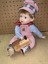 Jimmy by Elke Hutchens Porcelain Boy Doll with Train 1990 Danbury Mint - $19.00