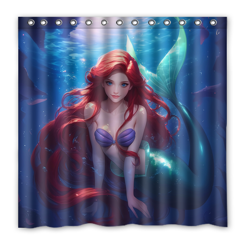 Hot!!! The Little Mermaid Custom Waterproof Polyester Shower Curtain 4 Size Item image 12