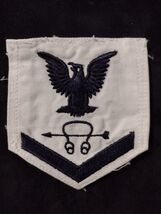 USN SONAR TECHNICIAN  RATING BADGE PO3 PRE-1960 BLACK ON WHITE  USED - $3.32