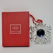 Lenox Blue Gem Snowflake Silverplate Bejeweled Christmas Ornament  - £11.67 GBP