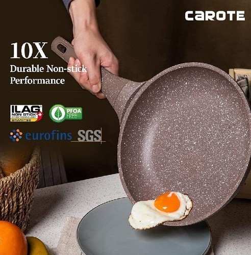 CAROTE 4.5 Qt Saute Pan w/Lid ~ Nonstick ~ TERRA BROWN Granite ~ ALL Stovetops Item image 7