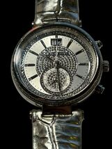 Michael Kors Sawyer MK2443 Silver Bling Dial Watch on Silver Leather Strap - $190.74 CAD