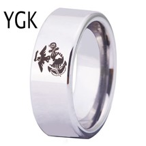 Free Shipping JEWELRY Hot Sales 8MM Silver Pipe Army Ring USMC Design Men&#39;s Tung - £28.93 GBP