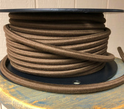 14 Gauge Cloth Covered 3-Wire Cord, Brown Color- Electrical Power Cable Per Foot - £2.44 GBP