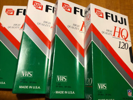 Fuji VHS Video Tape Lot of 4 T120 6HR Sealed NEW Blank Sealed Cassette Tapes - £12.37 GBP